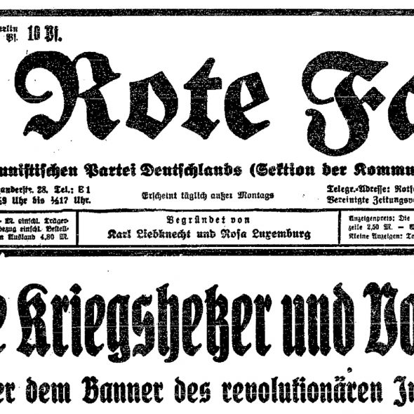 Aufruf der KPD zur Antikriegsdemonstration. Quelle: Die Rote Fahne, 1. August 1931